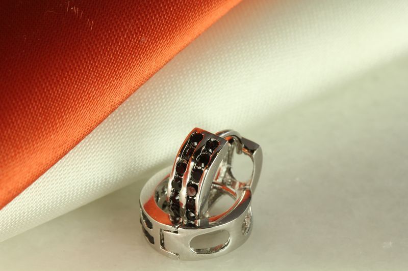 925 STERLING SILVER BLACK CZ SMALL ROUND HUGGIE HOOP EARRINGS~12MM~MH-1