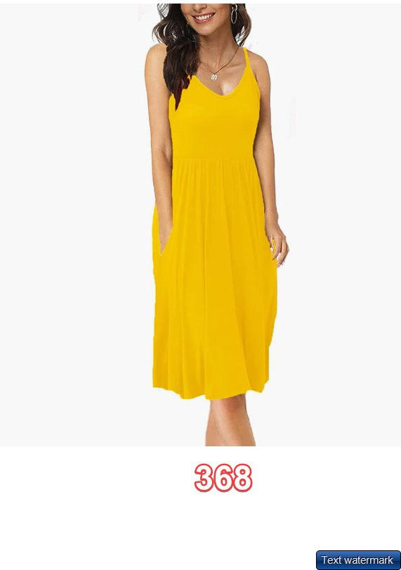 Women's Summer Midi Dresses Casual Loose Sleeveless Spaghetti Strap Empire Waist