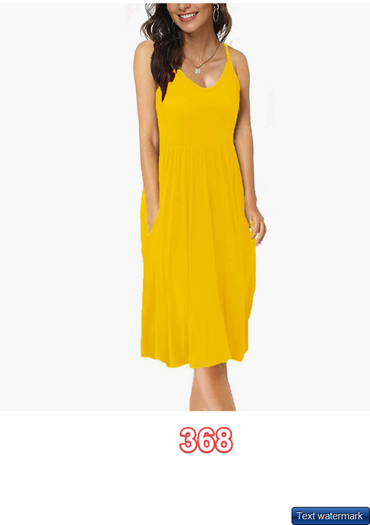 Women's Summer Midi Dresses Casual Loose Sleeveless Spaghetti Strap Empire Waist