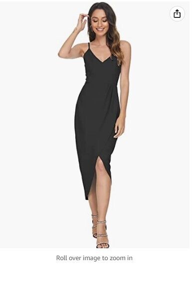 CMZ2005 Womens Sexy V Neck Backless Maxi Dress Sleeveless Spaghetti Straps Dress