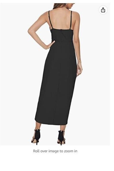 CMZ2005 Womens Sexy V Neck Backless Maxi Dress Sleeveless Spaghetti Straps Dress