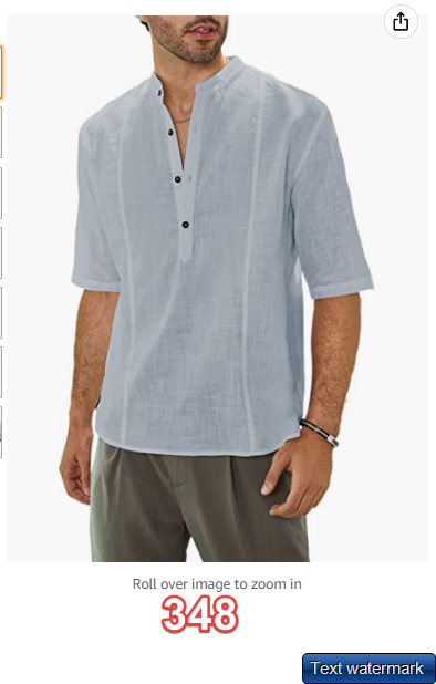 Dokotoo Mens 2022 Cotton Linen T-Shirts Stand Collar Button V Neck Beach Shirts