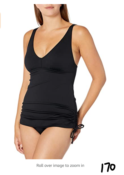 TYR Women's Solid V Neck Sheath Swimsuit bathingsuit One Piece, Black, Size 10