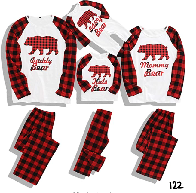Christmas Pajamas Family Cotton Pjs Set Sleepwears Xmas Jammies Bear Kids Pajama