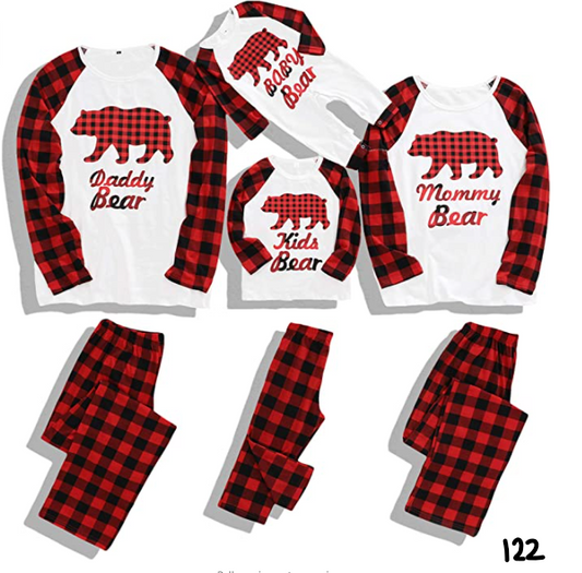Christmas Pajamas Family Cotton Pjs Set Sleepwears Xmas Jammies Bear Kids Pajama