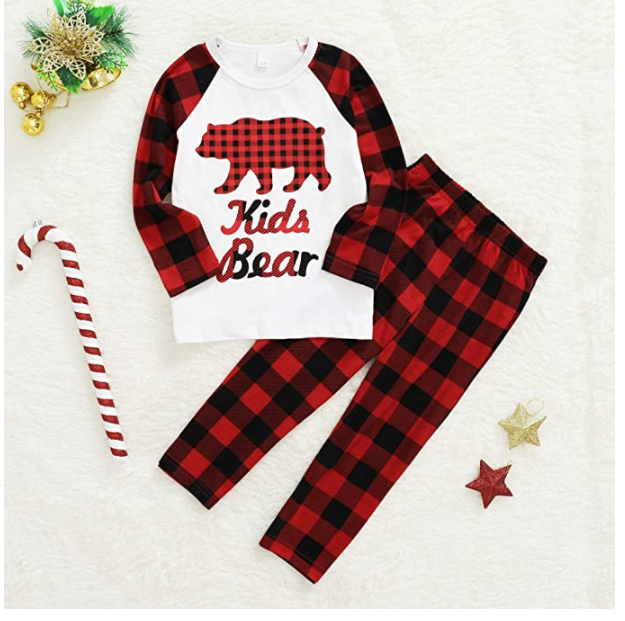 Christmas Pajamas Family Cotton Pjs Set Sleepwears Xmas Jammies Bear Kids Pajama