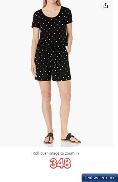 Amazon Essentials Women's Short-Sleeve Scoop Neck Romper Black Dots Small