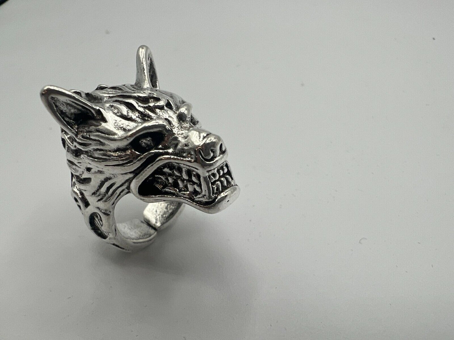 Adjustable Huge Wolf Head Vintage Biker Punk Wrap Gothic Wolf Animal Ring