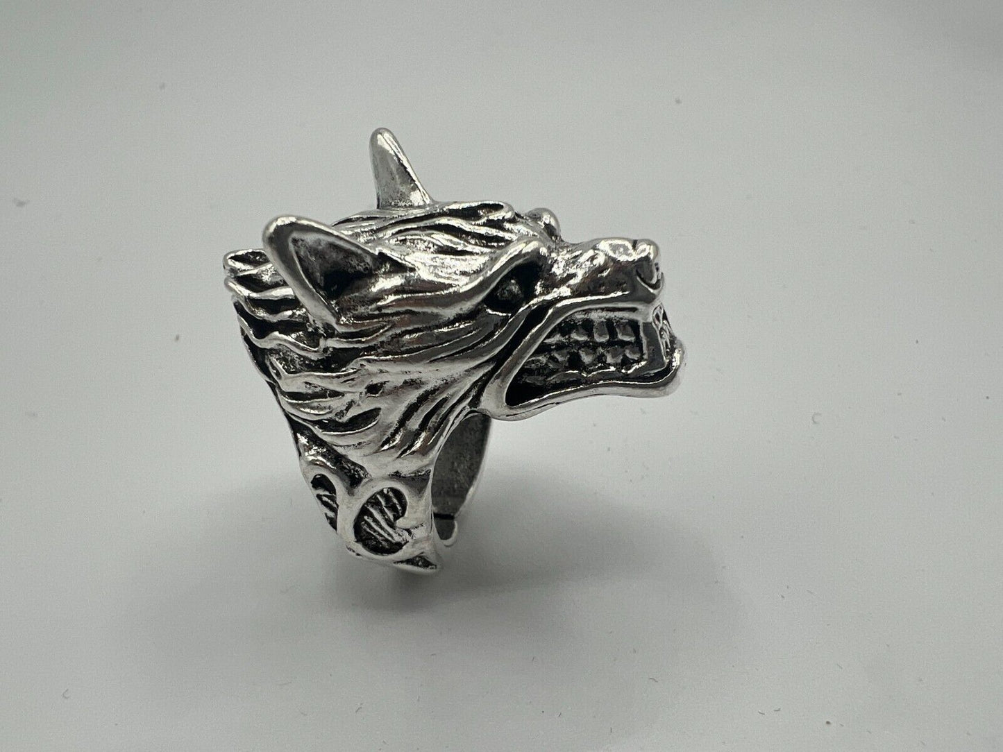 Adjustable Huge Wolf Head Vintage Biker Punk Wrap Gothic Wolf Animal Ring