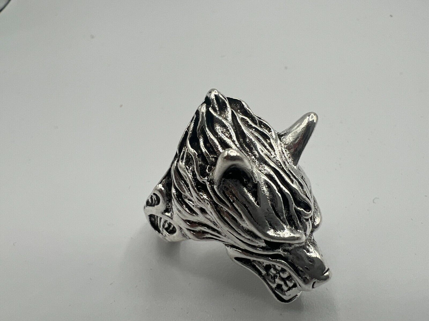 Adjustable Huge Wolf Head Vintage Biker Punk Wrap Gothic Wolf Animal Ring