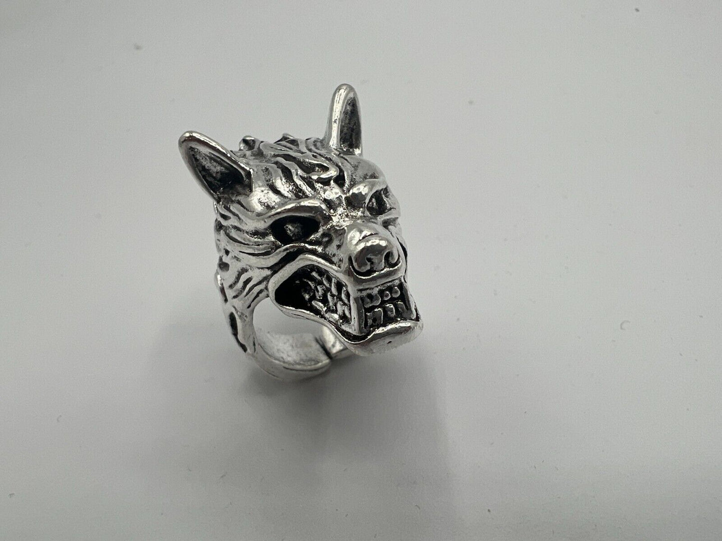 Adjustable Huge Wolf Head Vintage Biker Punk Wrap Gothic Wolf Animal Ring