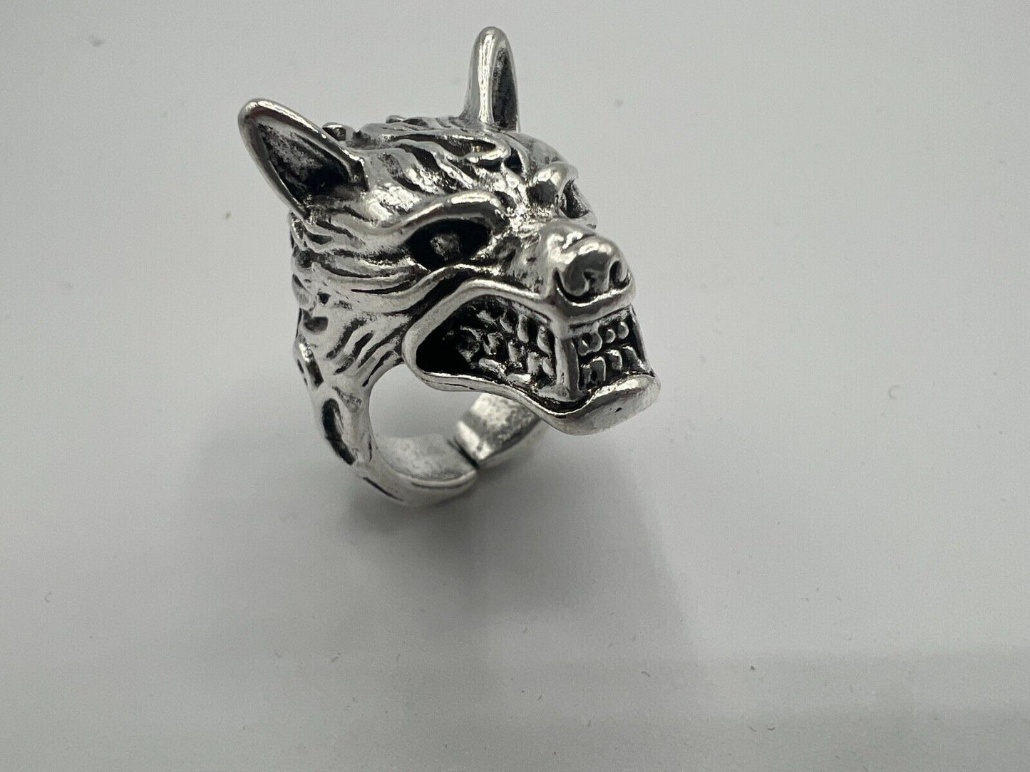 Adjustable Huge Wolf Head Vintage Biker Punk Wrap Gothic Wolf Animal Ring