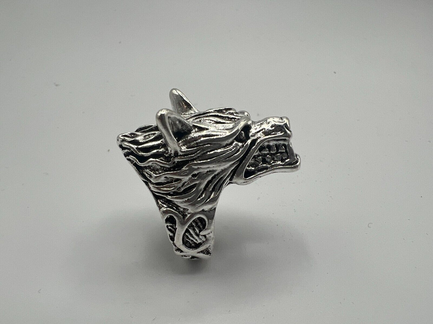Adjustable Huge Wolf Head Vintage Biker Punk Wrap Gothic Wolf Animal Ring