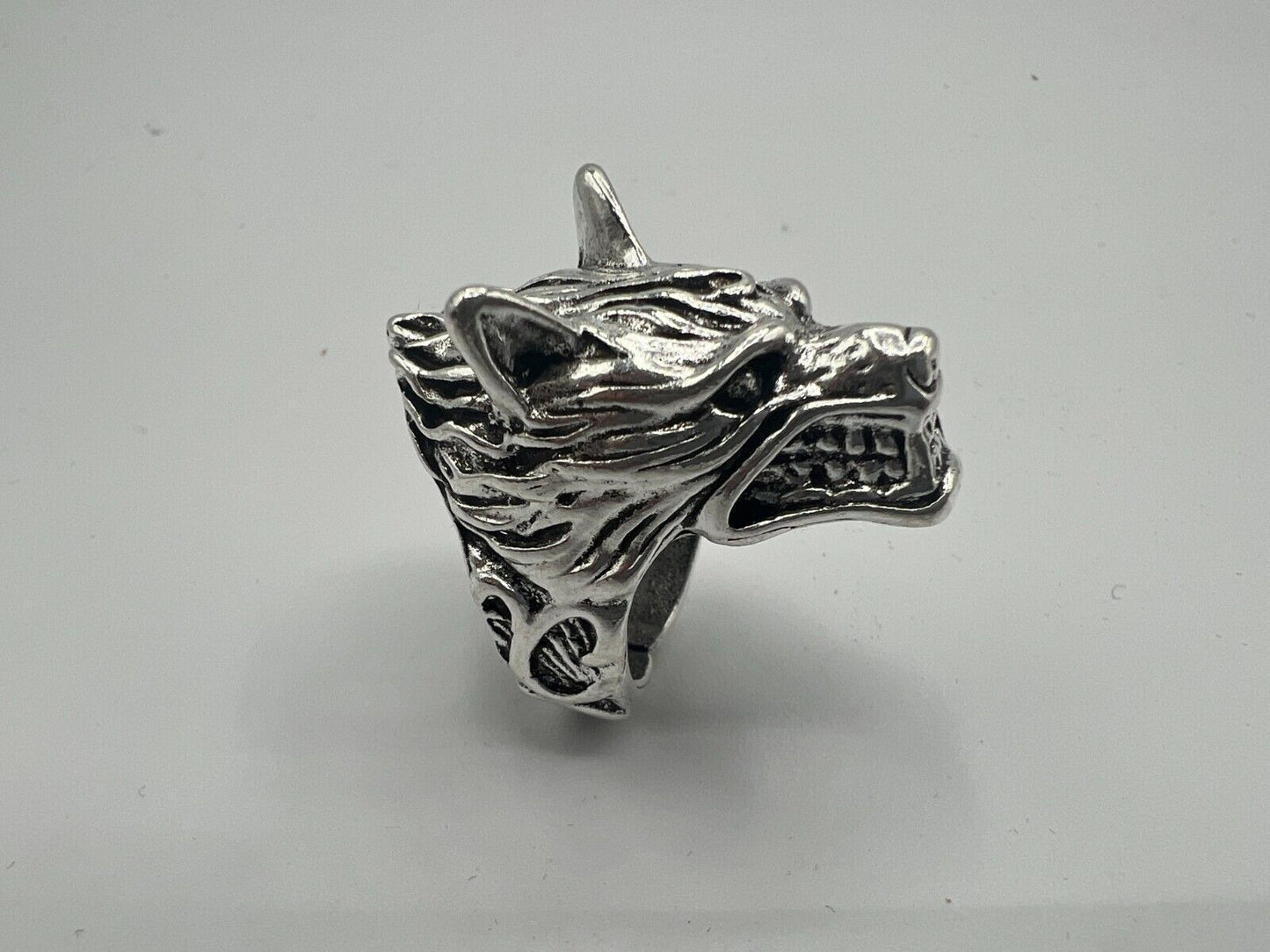 Adjustable Huge Wolf Head Vintage Biker Punk Wrap Gothic Wolf Animal Ring