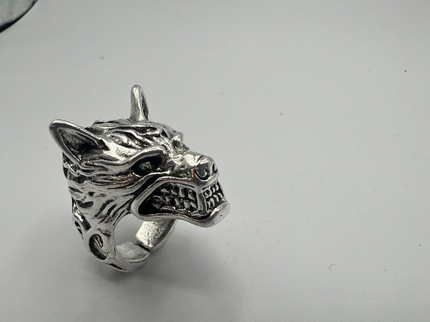 Adjustable Huge Wolf Head Vintage Biker Punk Wrap Gothic Wolf Animal Ring