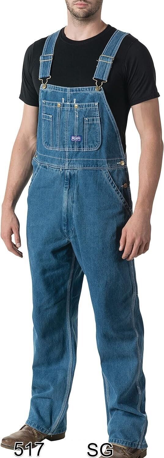 Walls mens Big Smith Stonewashed Bib overalls, 34W x 28L US, Cotton, Rigid Denim