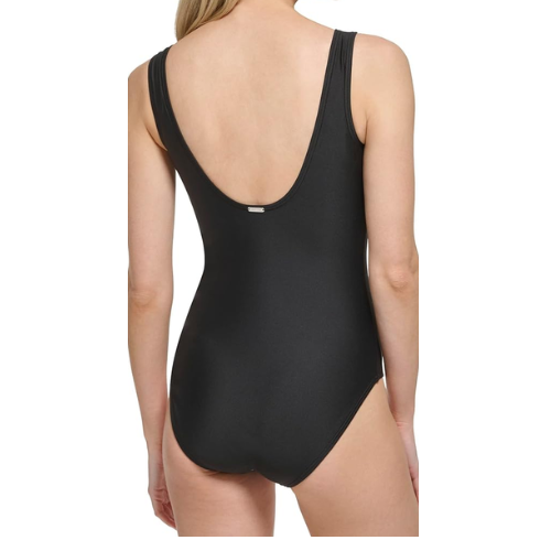 Calvin Klein Women's Standard Starburst PleatOne Piece Swimsuit, CYPRESS, 12
