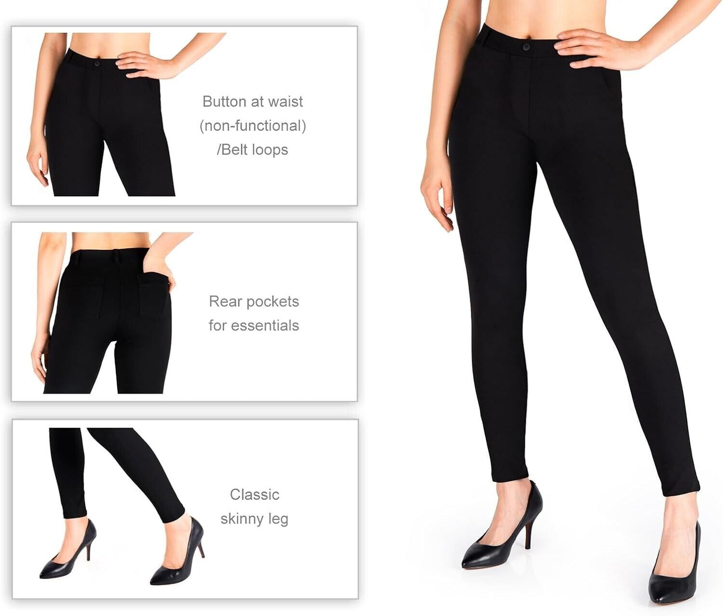 Yogipace, Belt Loops, Women's Yoga Pants Skinny, Large/28", Skinny Work Leggings