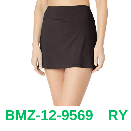 24th & Ocean womens Skirted Built-in Skort Bikini Bottom Board Shorts, 20 Plus