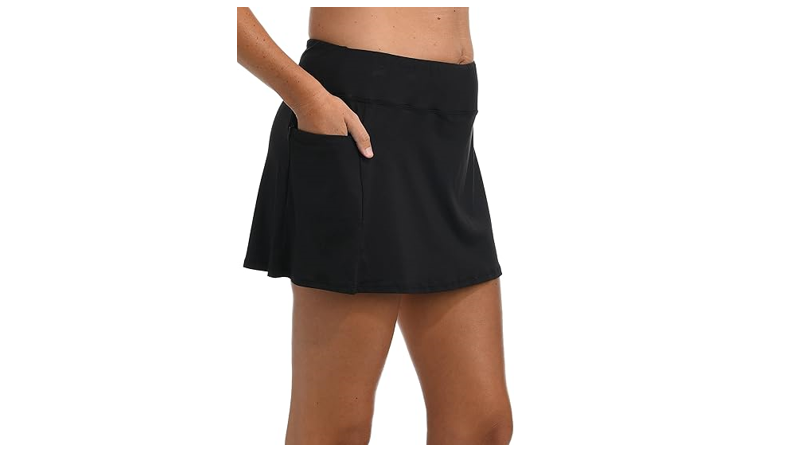 24th & Ocean womens Skirted Built-in Skort Bikini Bottom Board Shorts, 20 Plus