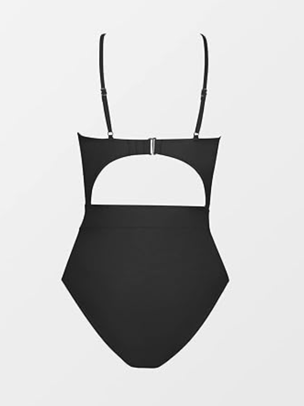 CUPSHE Women's Swimwear One Piece Plunge Neckline Cutout Criss Cross Swimsuit, L