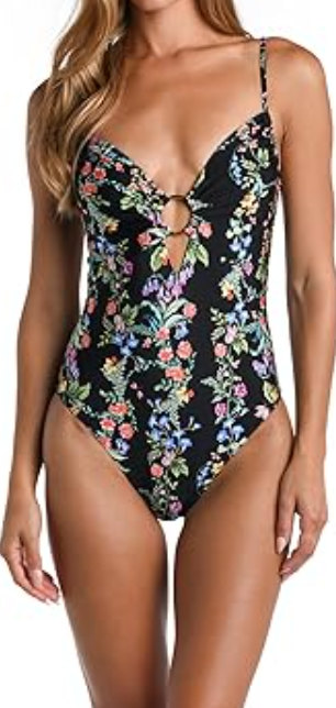 Sunshine 79 Women Standard Over The Shoulder Keyhole Deep Plunge 1pc Swimsuit 10