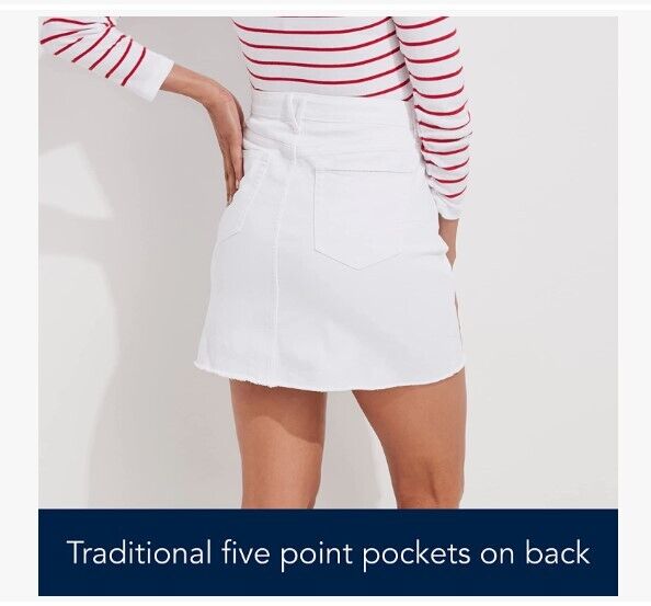 vineyard vines Women's Raw Hem Jean Skirt, White Cap, 6