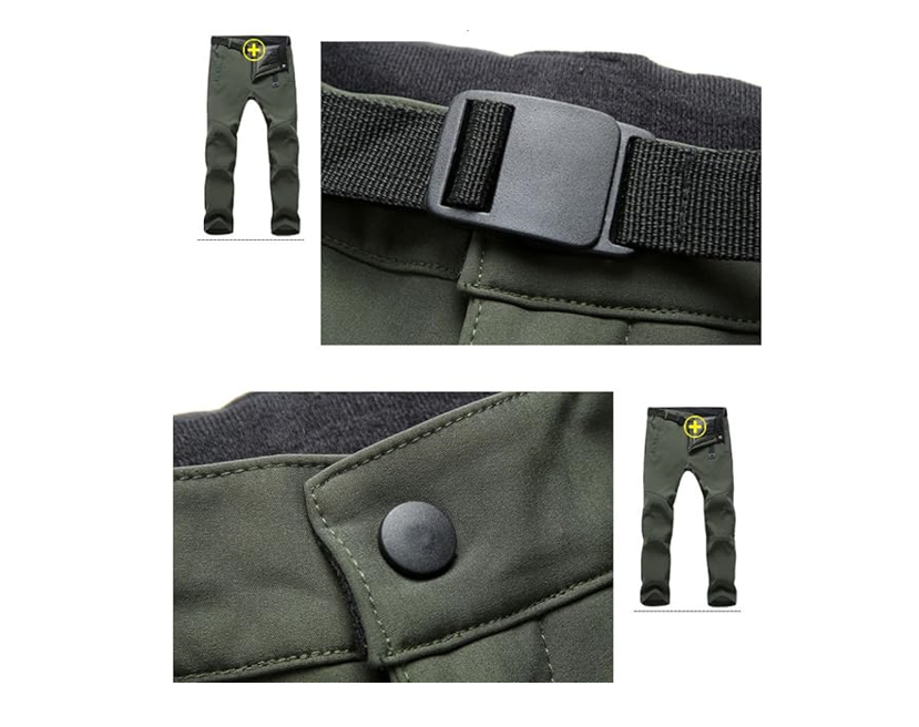 TBMPOY Men Snow Ski Waterproof Fleece Lined Pants Outdoor Hiking Mountain Pant L