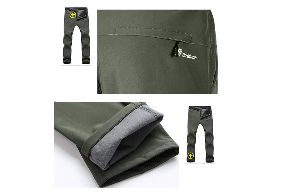 TBMPOY Men Snow Ski Waterproof Fleece Lined Pants Outdoor Hiking Mountain Pant L