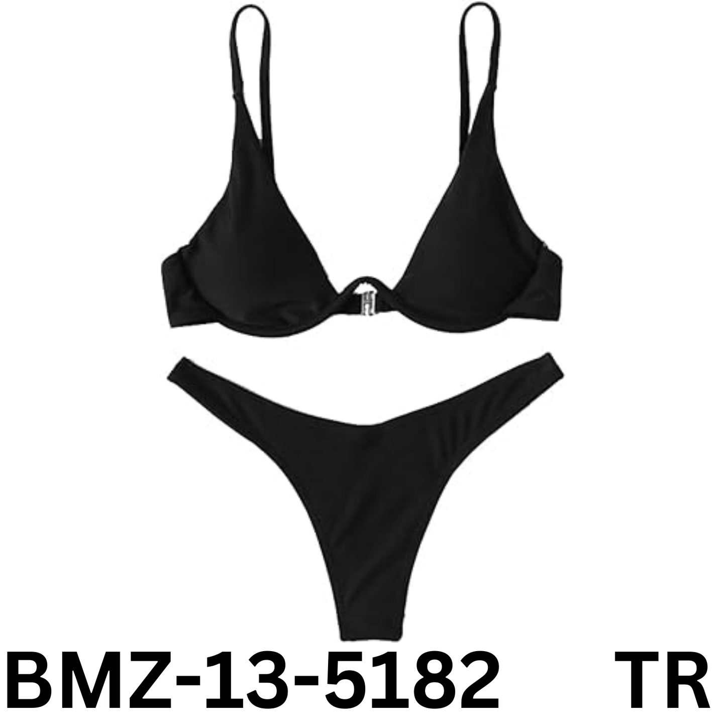 Verdusa Women's Sexy Triangle Bathing Two Pieces Swimsuit Bikini Set, Black, L