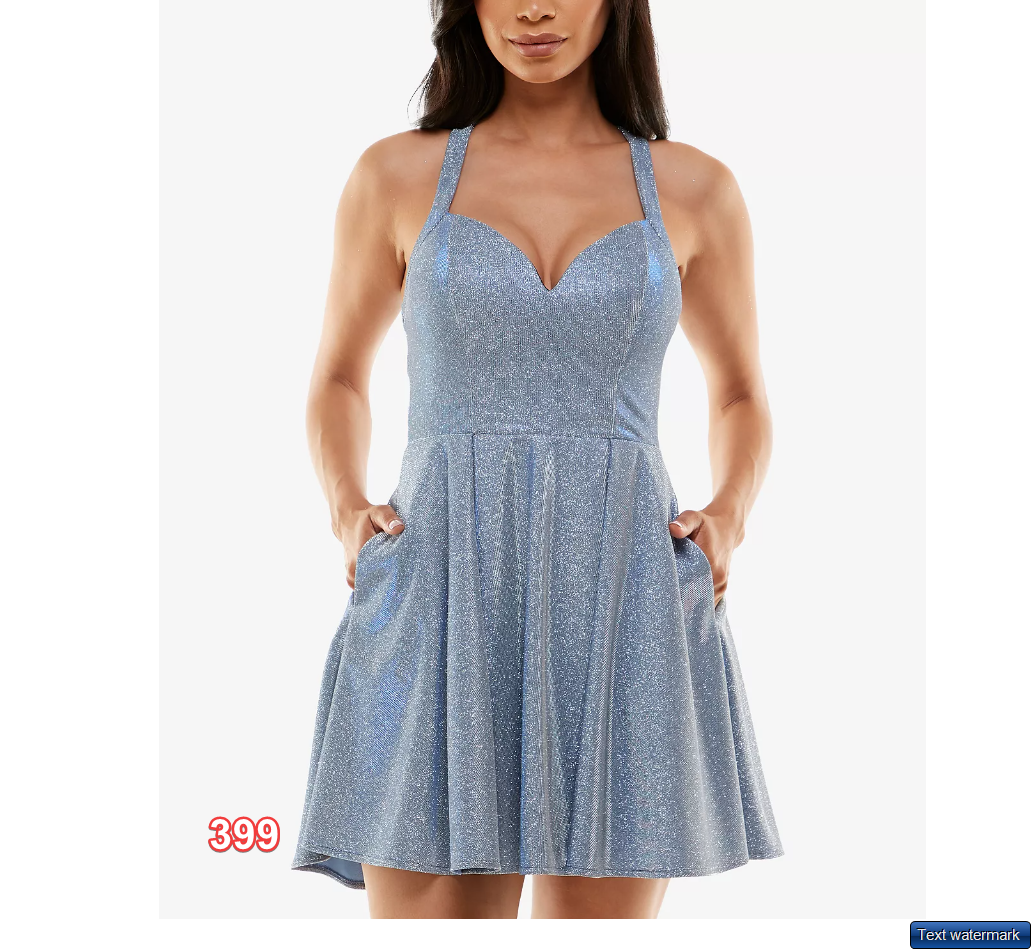 B DARLIN Juniors' Glitter-Knit Party Dress Blue 7/8