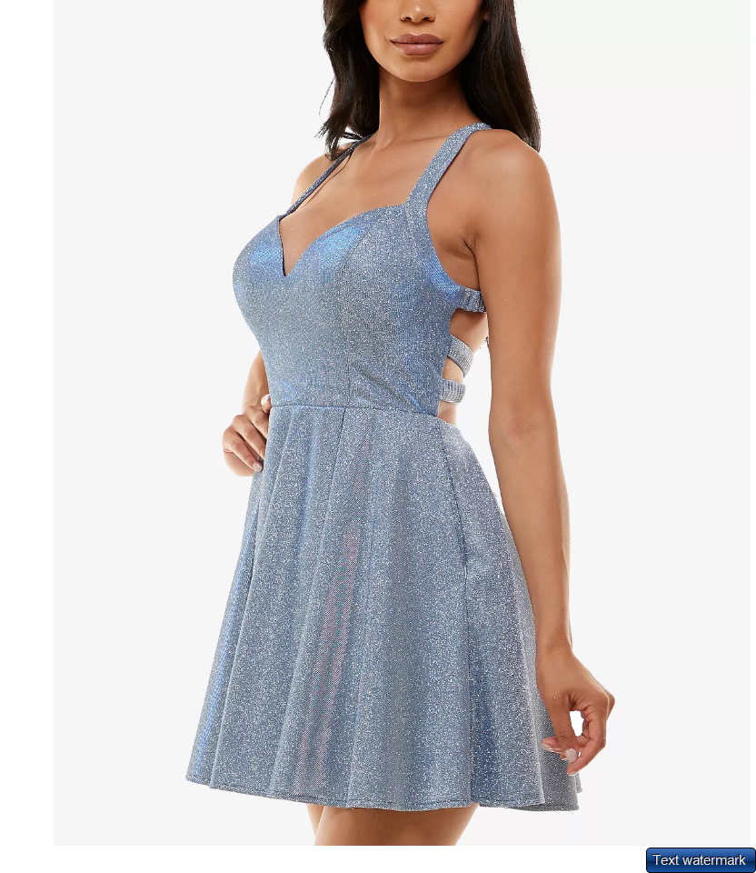 B DARLIN Juniors' Glitter-Knit Party Dress Blue 7/8