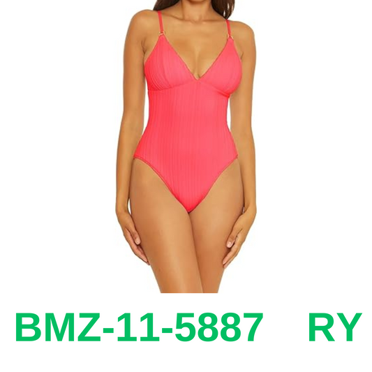 BECCA Womens Moon Ridge Swimsuit, Plunging V-neckline, Bathing for One Piece, L