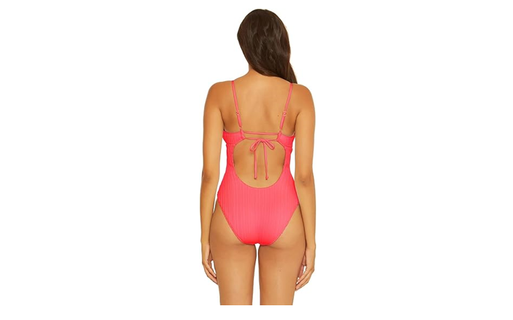 BECCA Womens Moon Ridge Swimsuit, Plunging V-neckline, Bathing for One Piece, L