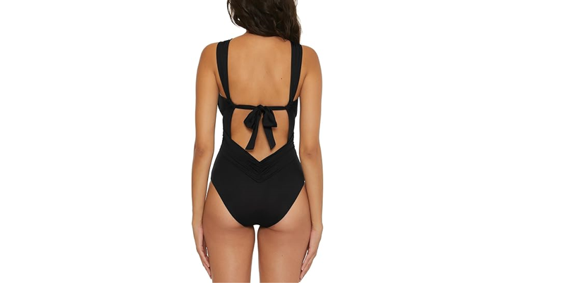 BECCA Womens Color Code Swimsuit, High Neck, Bathing for One Piece, Black, M