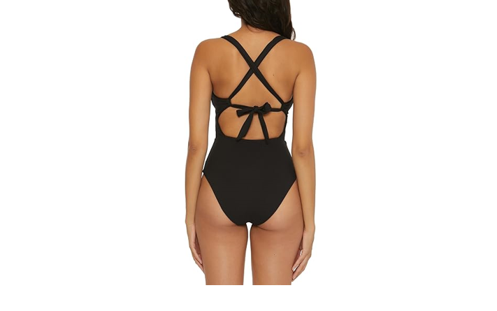 Becca by Rebecca Virtue Women's Standard Modern Edge One Piece Swimsuit, Black,L