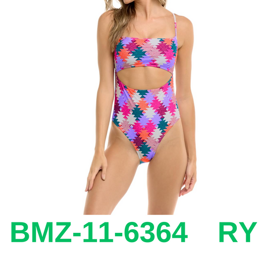 Body Glove Women's Standard Devon One Piece Swimsuit with Cutout Front, Ethos,XL
