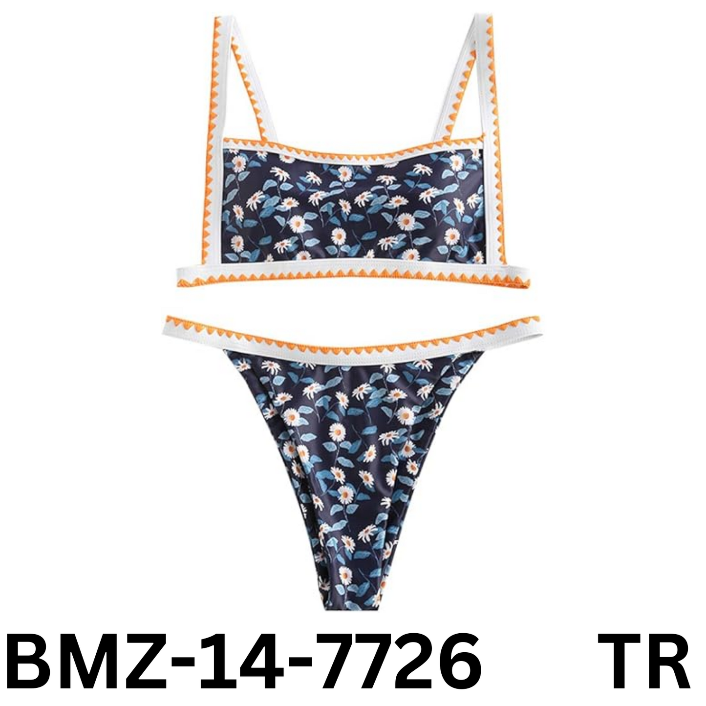 ZAFUL Bohemian Push Up Swimsuits Tie Whip Stitch Print Two Piece Set Bikini, M