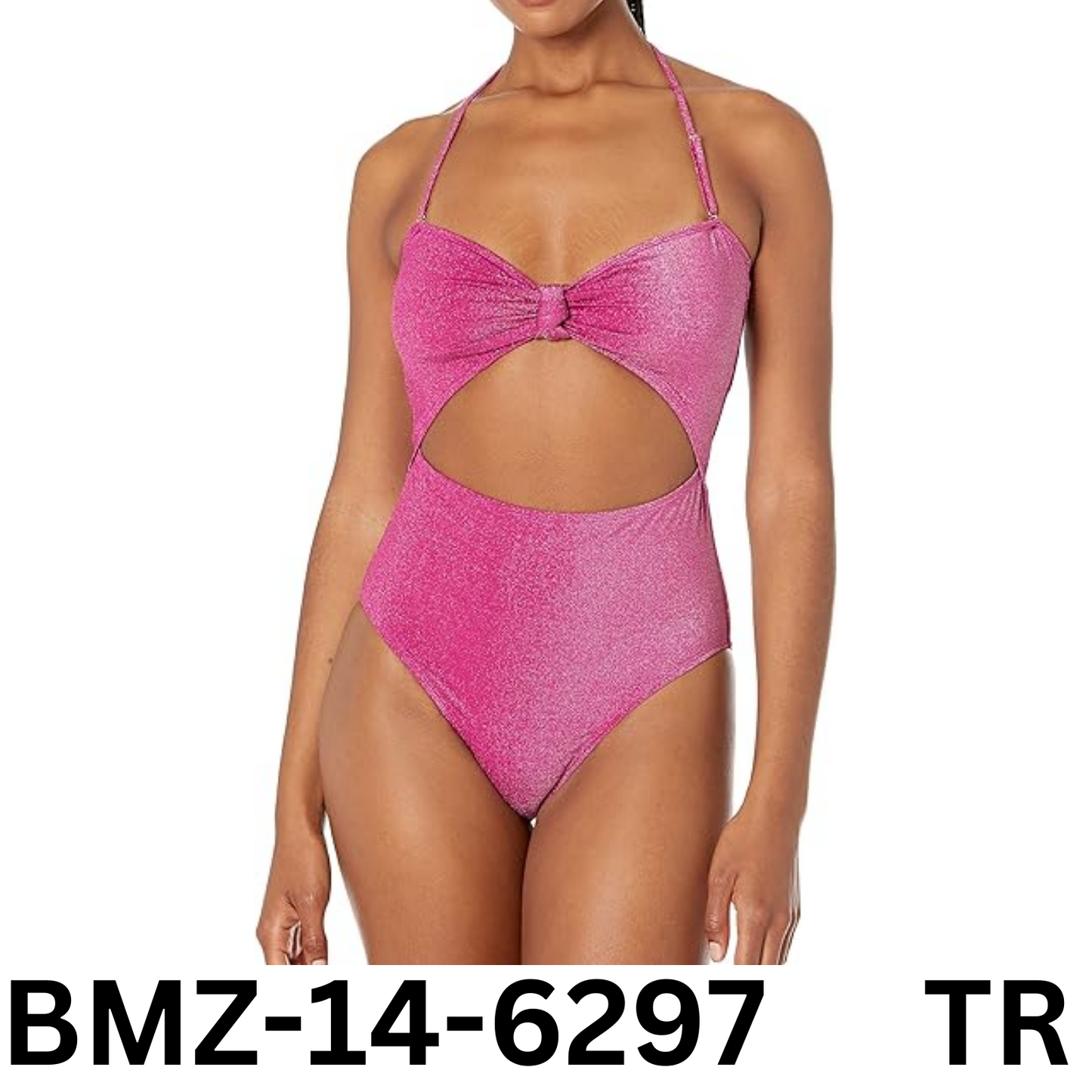 BCBGeneration Women's Standard 1pc Swimsuit Knot Front Cut Out Bathing Suit, M