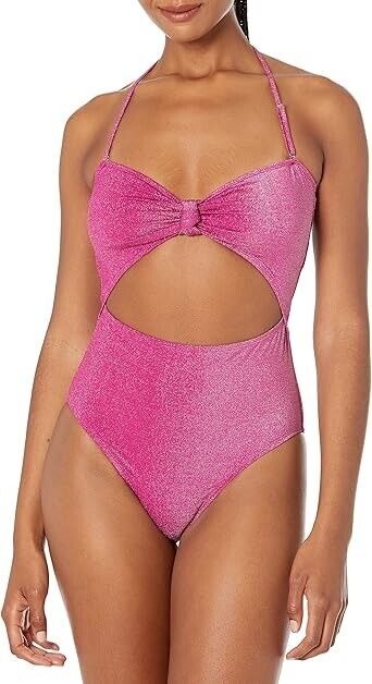 BCBGeneration Women's Standard 1pc Swimsuit Knot Front Cut Out Bathing Suit, M