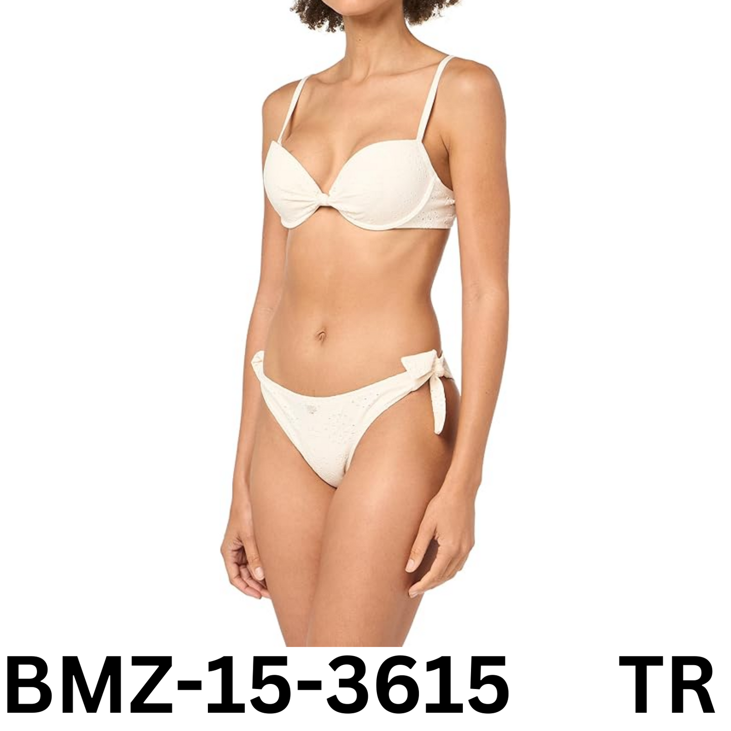 Emporio Armani Women's Push-up Bra & Bow Brief Sangallo Lace Bikini Set Ecru M
