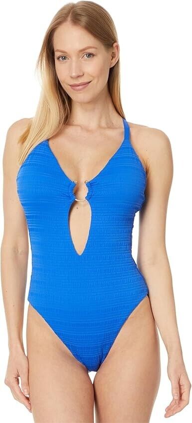 Becca by Rebecca Virtue Women's Standard Coast 1 Piece Swimsuit, Plunge Neck, S