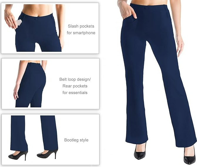 Yogipace, Belt Loops, Women's Dress Yoga Work Pants Navy Blue XLT (35 INS)