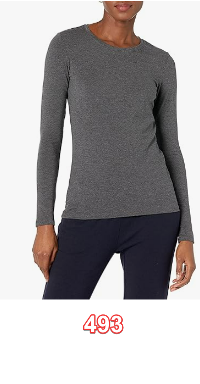 Amazon Essentials Women's Classic-Fit Long-Sleeve Crewneck T-Shirt Charcoal L