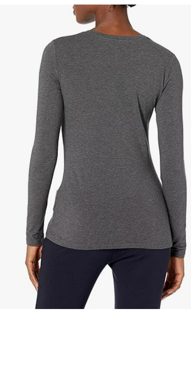 Amazon Essentials Women's Classic-Fit Long-Sleeve Crewneck T-Shirt Charcoal L