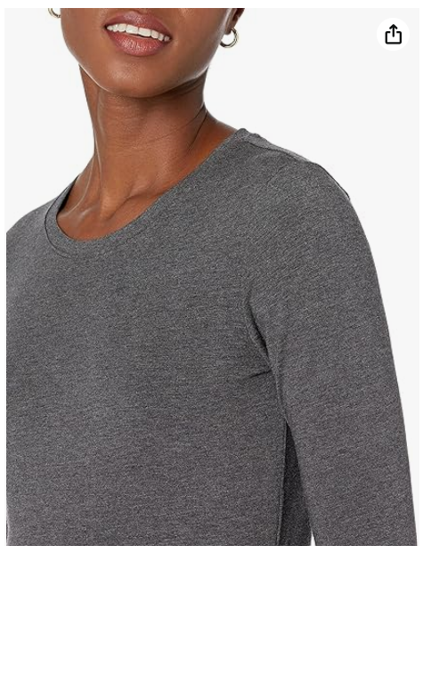 Amazon Essentials Women's Classic-Fit Long-Sleeve Crewneck T-Shirt Charcoal L