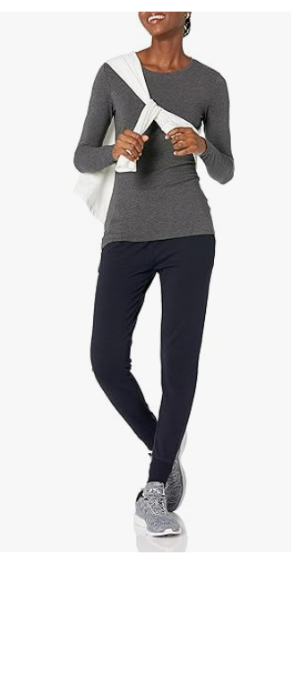 Amazon Essentials Women's Classic-Fit Long-Sleeve Crewneck T-Shirt Charcoal L