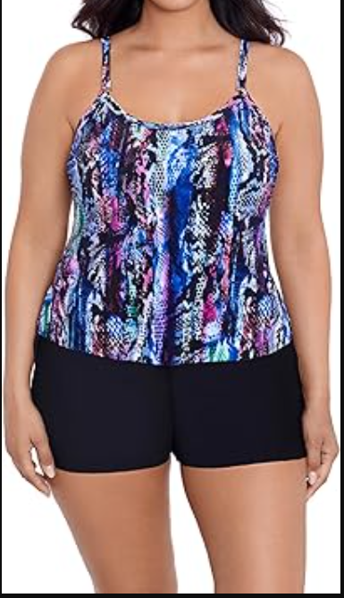 TrimShaper Women's Standard Farrah Swim Romper, Bollywood Boa, 16 ~ 15