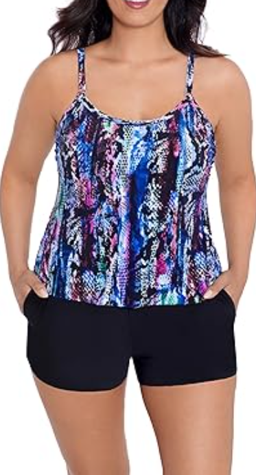 TrimShaper Women's Standard Farrah Swim Romper, Bollywood Boa, 16 ~ 15