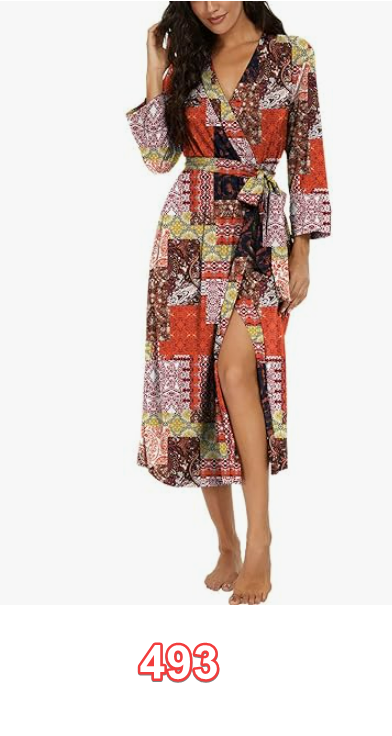 VINTATRE Women Kimono Robes Long Knit Bathrobe Soft Knit Sleepwear Loungewear S